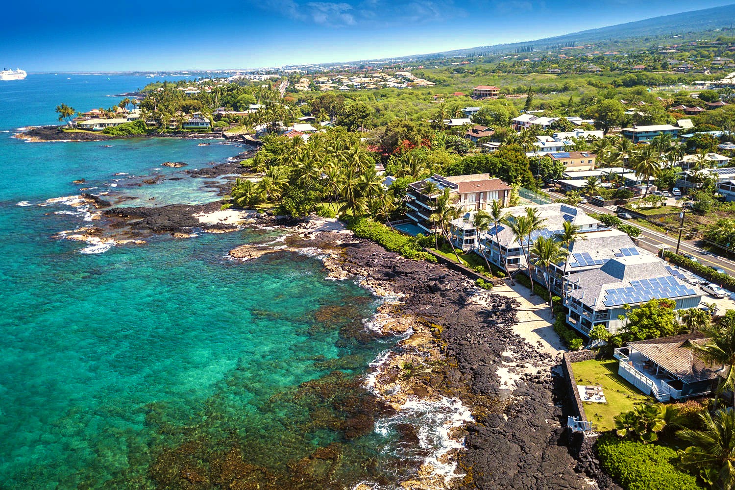 Aerial view from ocean facing The Big Island Beach House - The Big ...