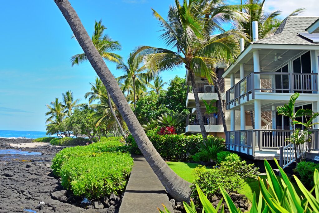 Beach house with well manicured grounds