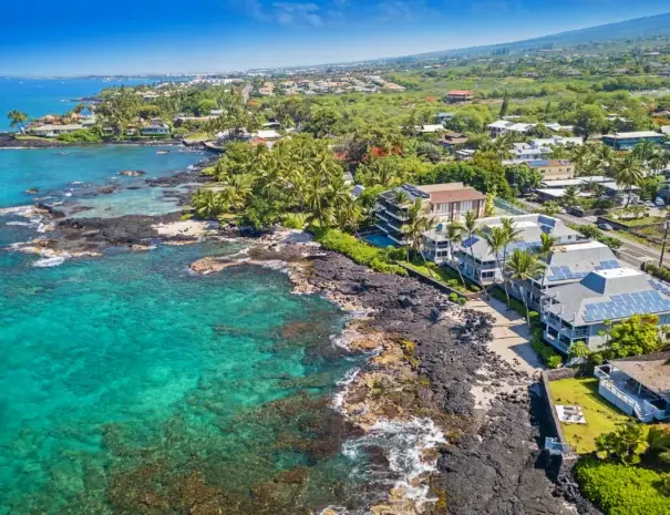 Beach house aerial view