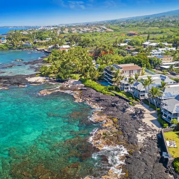 Beach house aerial view