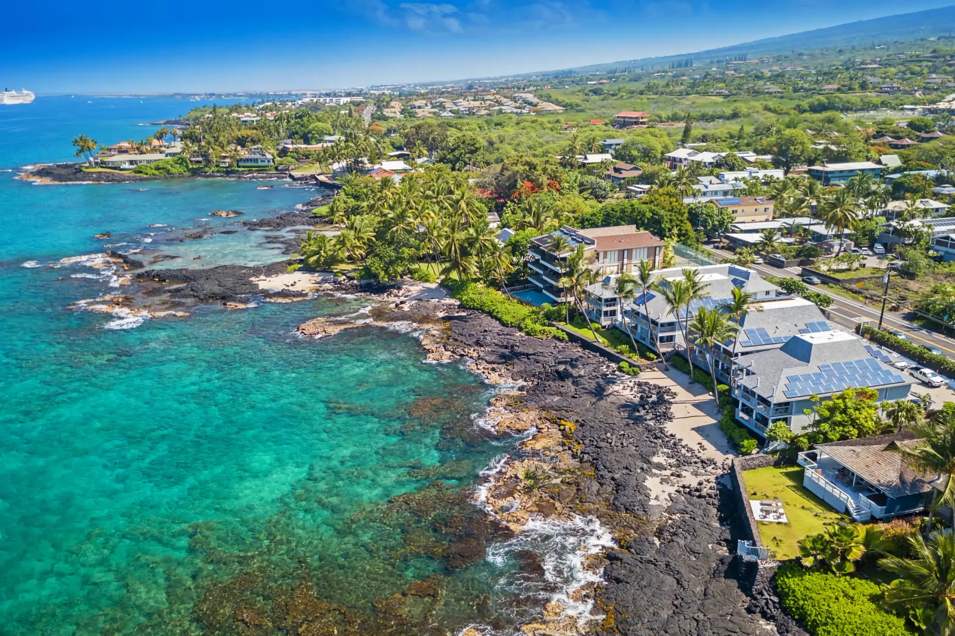 Beach house aerial view