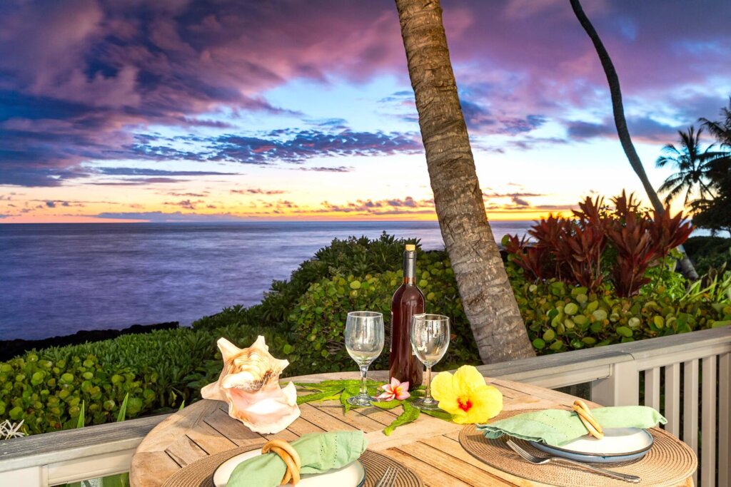 Table arrangement at sunset