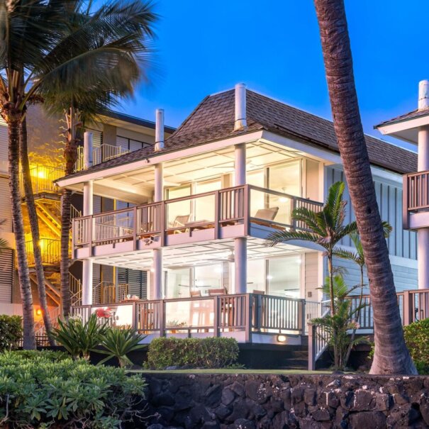 View of the beach house at dusk